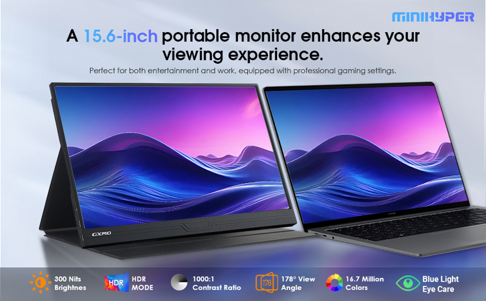Refurbished GXMO G156F Portable Monitor 15.6in IPS Screen 1920*1080 HDR