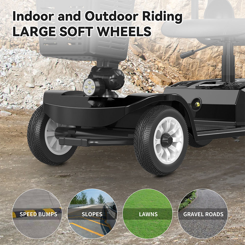 Unificare Lucas Pro Four-wheeled Scooter, 180W Motor, 24V 12Ah Battery, 8 inch Tires, 6km/h Max Speed, 20km Range, Magnetic Brake, 190kg Max Load - Black