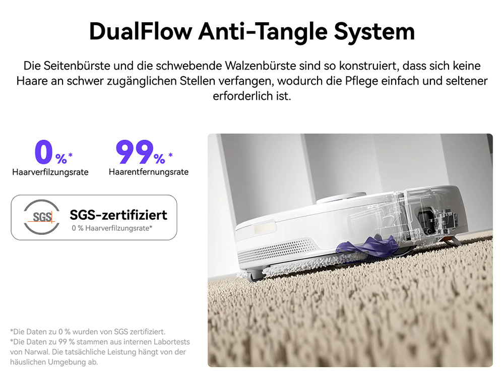 Narwal Freo X10 Pro Saug- und Wischroboter, 11.000Pa Saugleistung, 120 Tage Selbstentleerung, Verwicklungsfrei, Automatisches Mopwaschen & -trocknen, Hindernisvermeidung, für Tierhaare und Hartböden – Weiß