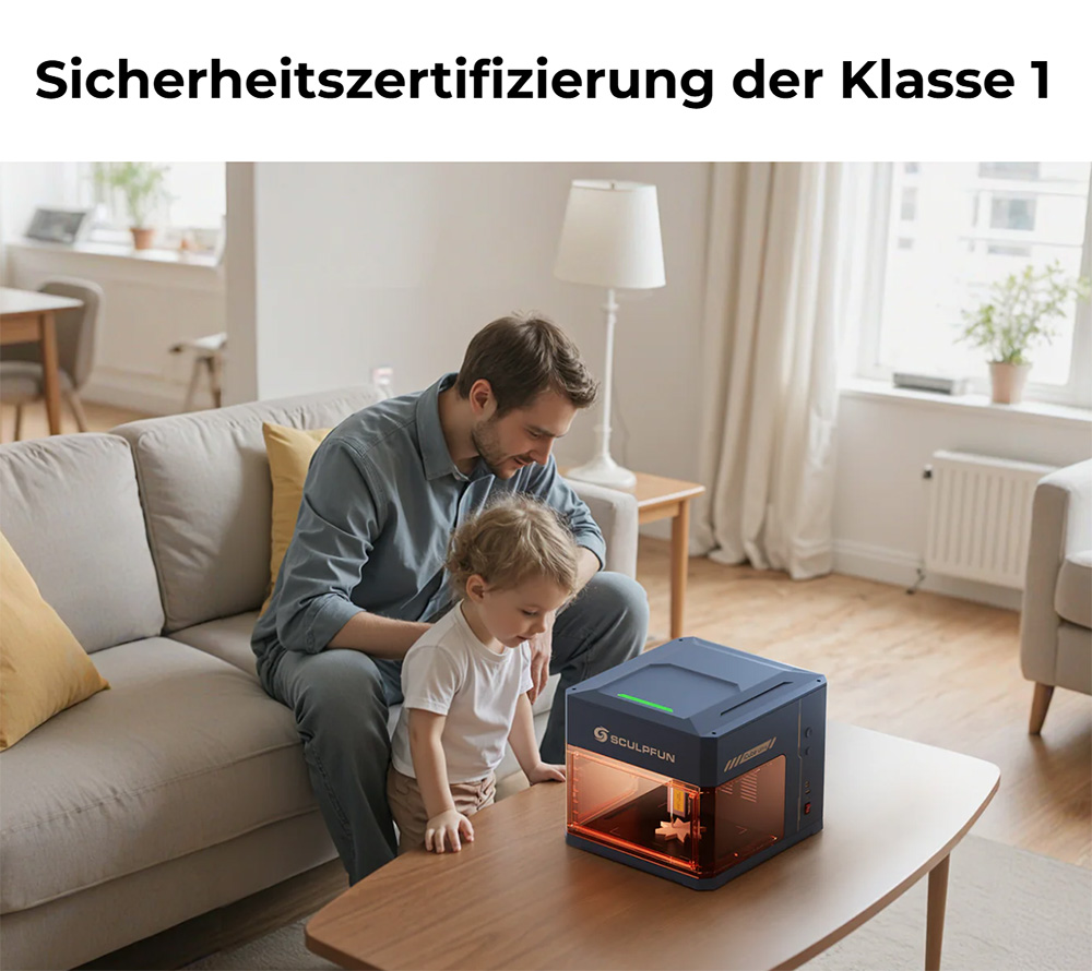 SCULPFUN iCube Ultra Dual 12W + 1.2W Lasergravierer – Zwei Laserquellen für Holz & Metall, Klasse 1 Sicherheitsdesign, 10000 mm/min Präzisionsgravur