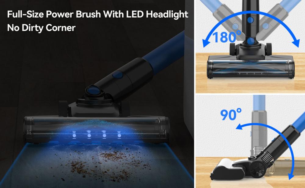 TASVAC V50 Cordless Vacuum Cleaner, 25KPa Powerful Suction Stick Vacuum with LED Display, 40 Mins Runtime, 5-Stage Filtration & Detachable Battery for Home Cleaning