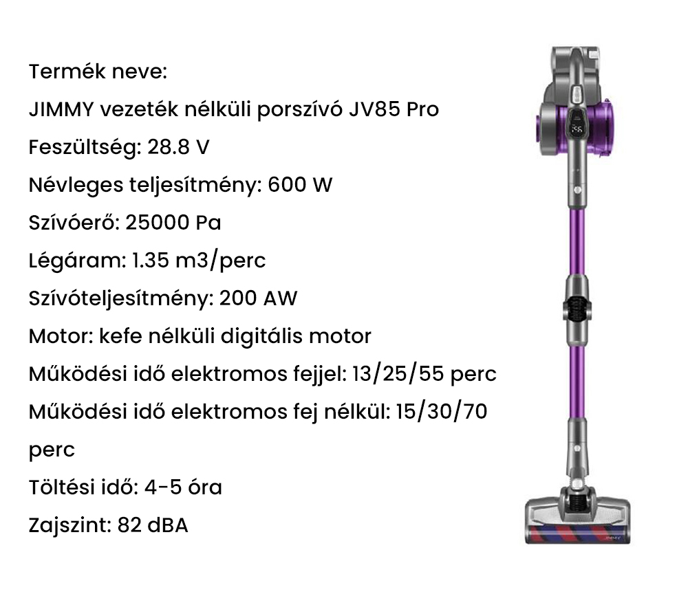 JIMMY JV85 Pro akkus kézi porszívó 200 AW erős szívóerővel, 550 W-os digitális kefe nélküli motorral, 70 perces üzemidővel, ultra alacsony zajszinttel padlók és bútorok tisztításához a Xiaomitól
