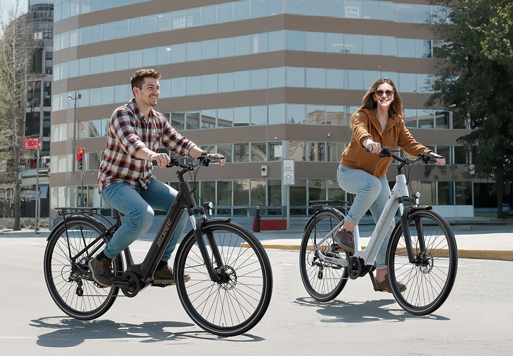 ONESPORT OT07 Electric Bike 250W BAFANG Mid Drive Motor 36V 14AH Battery 27.5 inch Tires 25km/h Max Speed, 110km Range, Shock Absorbing Fork, Hydraulic Disc Brakes, SHIMANO 7-Speed - Black