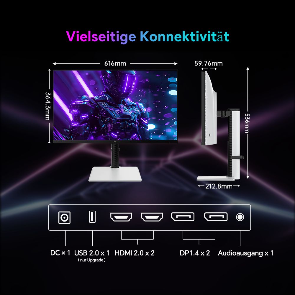 KTC H27T6 Gaming-Monitor, 27 Zoll 2560 x 1440 Fast-IPS-Bildschirm, 210 Hz Bildwiederholfrequenz, 1 ms GTG-Reaktionszeit, HDR400, FreeSync & / G-Sync, schwaches blaues Licht und flimmerfrei, integrierte Dual-2-W-Lautsprecher