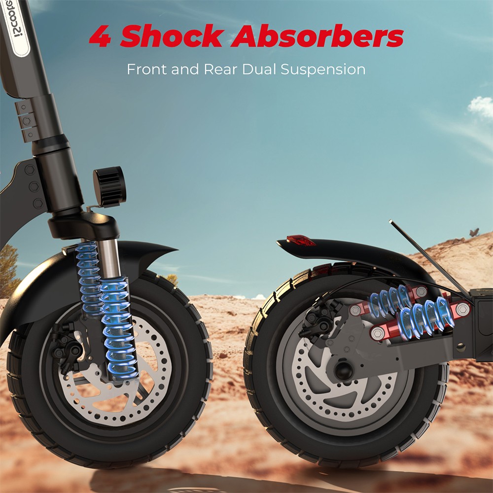 iScooter iX3 Összecsukható Elektromos Roller, 10"-os Légrugós Gumiabroncsok, 800 W-os Motor, 10 Ah-s Akkumulátor, 40 km/h Max. Sebesség, 40 km-es Hatótávolság, Állítható Kormánymagasság, Applikáció Vezérlés - Fekete
