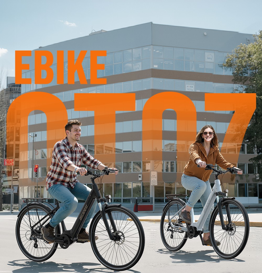 ONESPORT OT07 Electric Bike 250W BAFANG Mid Drive Motor 36V 14AH Battery 27.5 inch Tires 25km/h Max Speed, 110km Range, Shock Absorbing Fork, Hydraulic Disc Brakes, SHIMANO 7-Speed - White