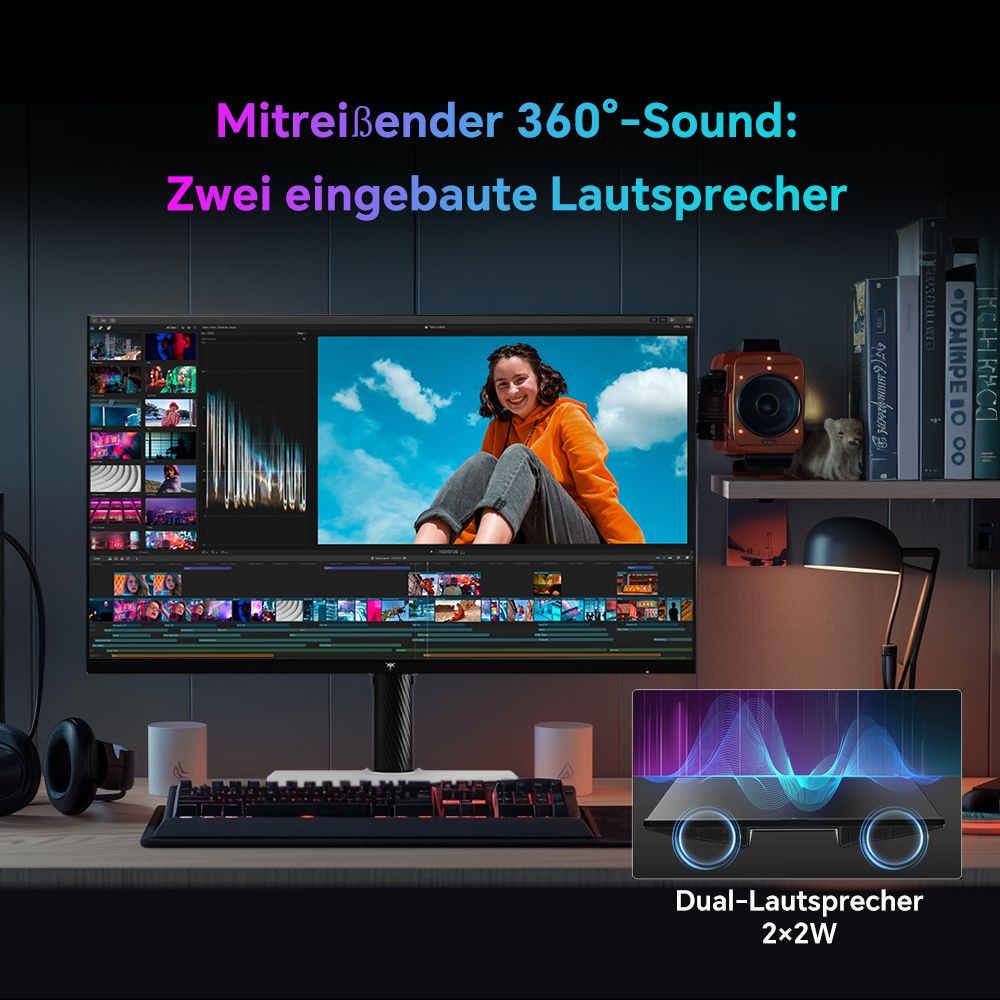 KTC H27T6 Gaming-Monitor, 27 Zoll 2560 x 1440 Fast-IPS-Bildschirm, 210 Hz Bildwiederholfrequenz, 1 ms GTG-Reaktionszeit, HDR400, FreeSync & / G-Sync, schwaches blaues Licht und flimmerfrei, integrierte Dual-2-W-Lautsprecher