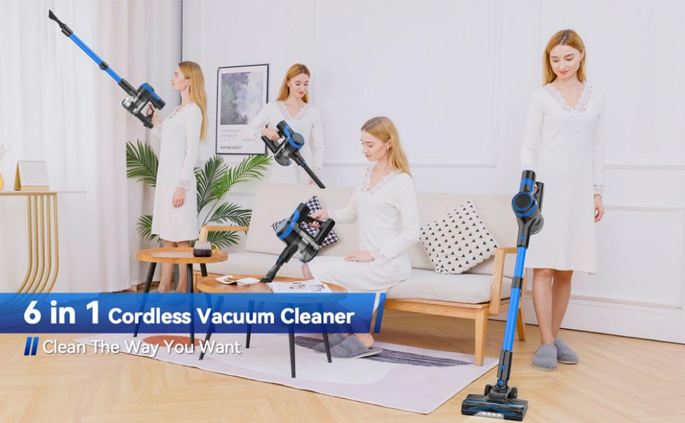 TASVAC V50 Cordless Vacuum Cleaner, 25KPa Powerful Suction Stick Vacuum with LED Display, 40 Mins Runtime, 5-Stage Filtration & Detachable Battery for Home Cleaning