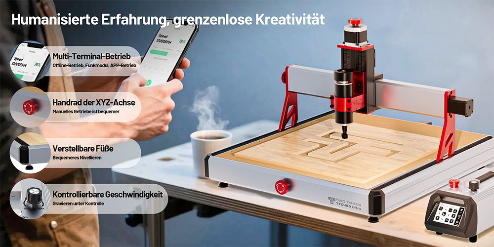TWO TREES TTC450 Ultra CNC Fräsmaschine, 460mmx460mmx100mm Arbeitsbereich
