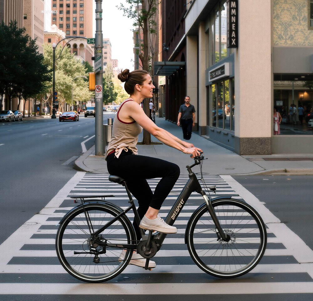 ONESPORT OT07 Electric Bike 250W BAFANG Mid Drive Motor 36V 14AH Battery 27.5 inch Tires 25km/h Max Speed, 110km Range, Shock Absorbing Fork, Hydraulic Disc Brakes, SHIMANO 7-Speed - Black