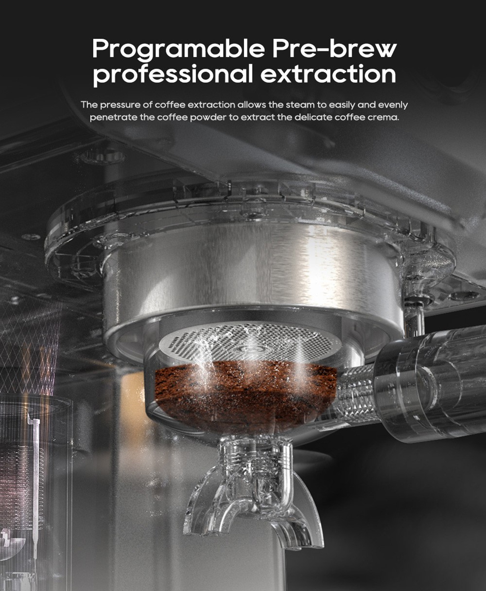 HiBREW H10A Kávéfőző, 20 Bar Extrakciós Nyomás, Állítható Hőmérséklet és Csésze Térfogat, 58 mm-es Portafilter, 1,8L Kivehető Víztartály, Bézs