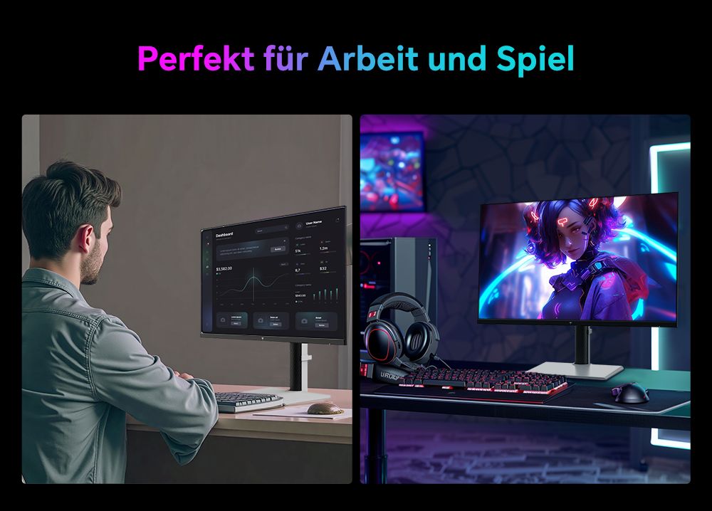 KTC H27T6 Gaming-Monitor, 27 Zoll 2560 x 1440 Fast-IPS-Bildschirm, 210 Hz Bildwiederholfrequenz, 1 ms GTG-Reaktionszeit, HDR400, FreeSync & / G-Sync, schwaches blaues Licht und flimmerfrei, integrierte Dual-2-W-Lautsprecher