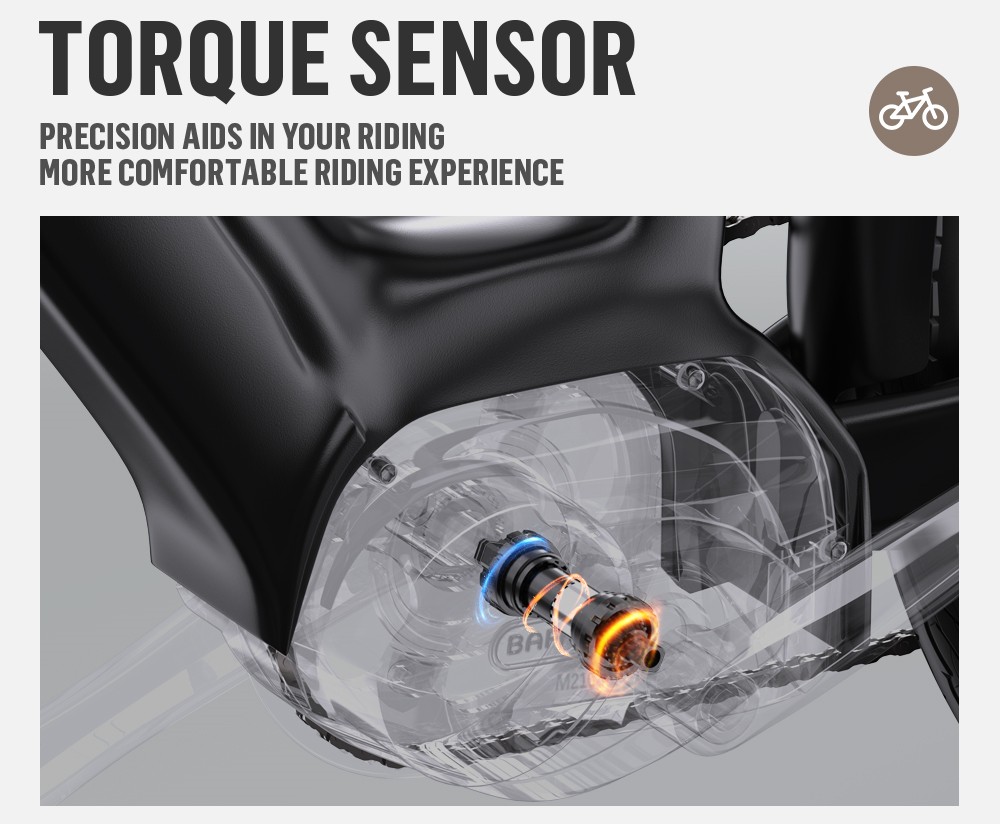 ONESPORT OT07 Electric Bike 250W BAFANG Mid Drive Motor 36V 14AH Battery 27.5 inch Tires 25km/h Max Speed, 110km Range, Shock Absorbing Fork, Hydraulic Disc Brakes, SHIMANO 7-Speed - Black