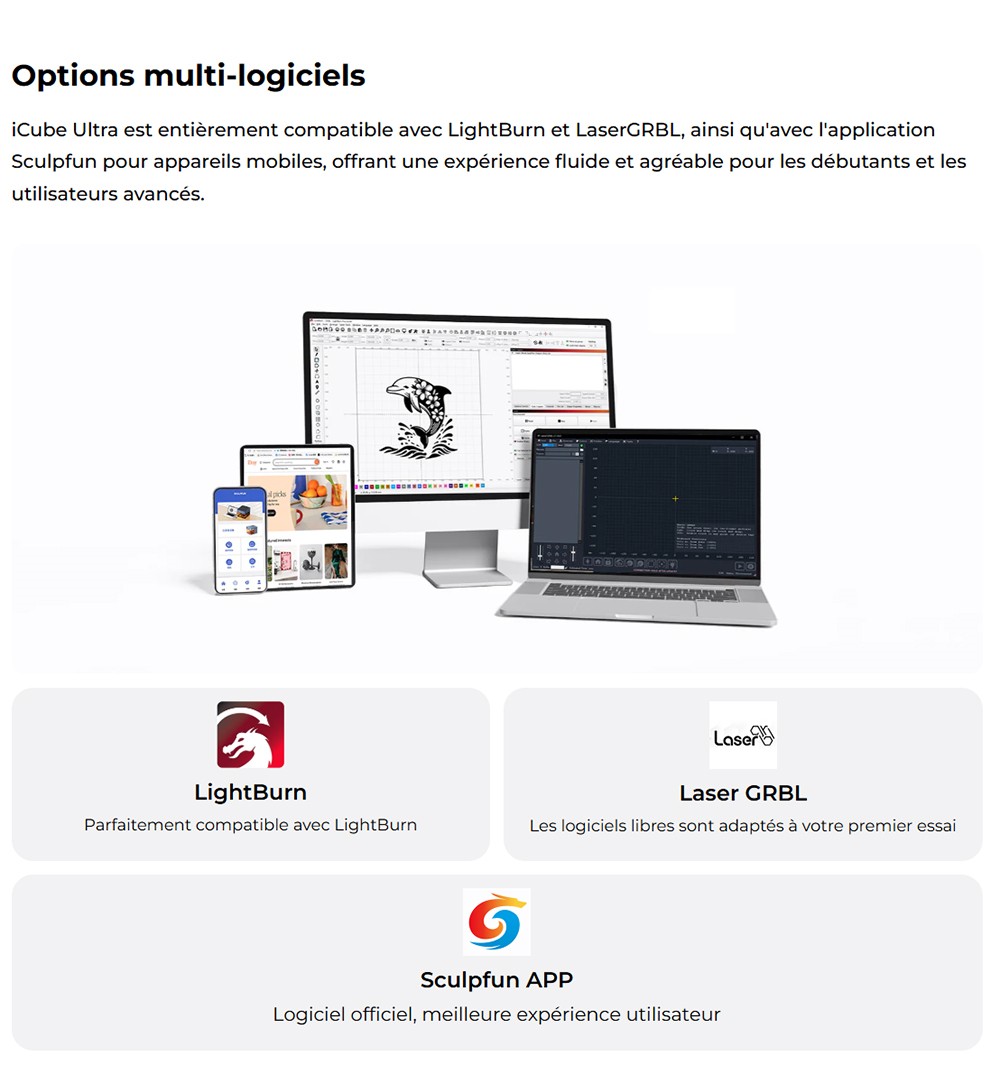 SCULPFUN iCube Ultra 12W Graveur Laser – Design Fermé Classe 1, Auto-Focus et Filtre à Fumée Intégré (150×150 mm)