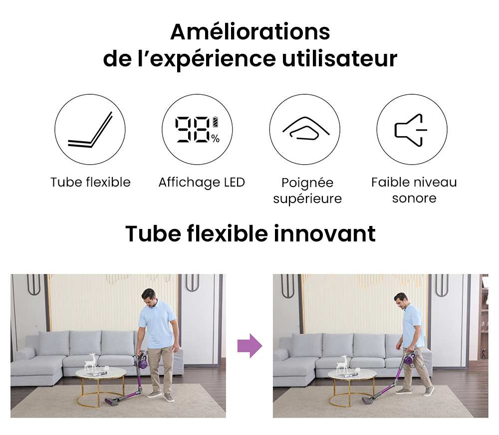 Aspirateur à main flexible sans fil JIMMY JV85 Pro avec aspiration puissante de 200 AW, moteur sans balais numérique de 550 W, autonomie de 70 minutes, bruit ultra-faible pour nettoyer les sols et les meubles par Xiaomi