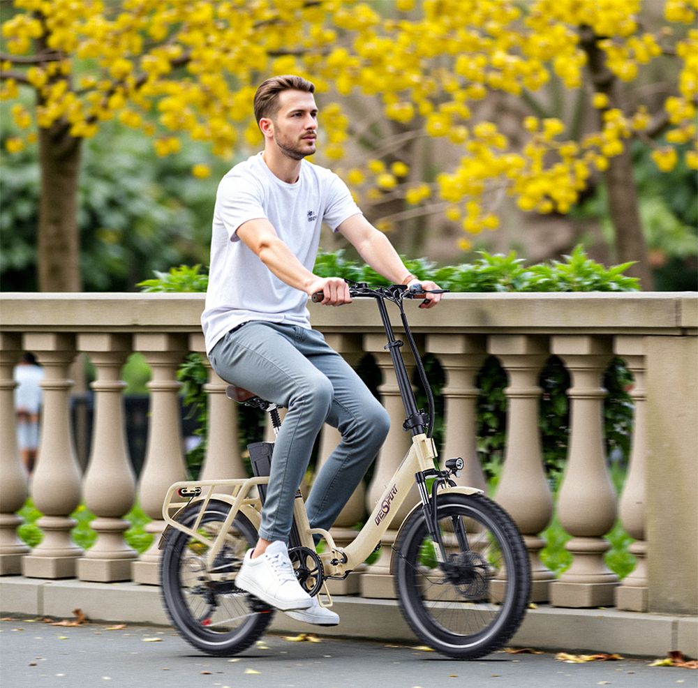 ONESPORT OT16 Electric Bike 20*3.0 inch Tires, 48V 17Ah Battery 25km/h Max Speed 3 Riding Modes 7-Speeds Disc Brakes - White