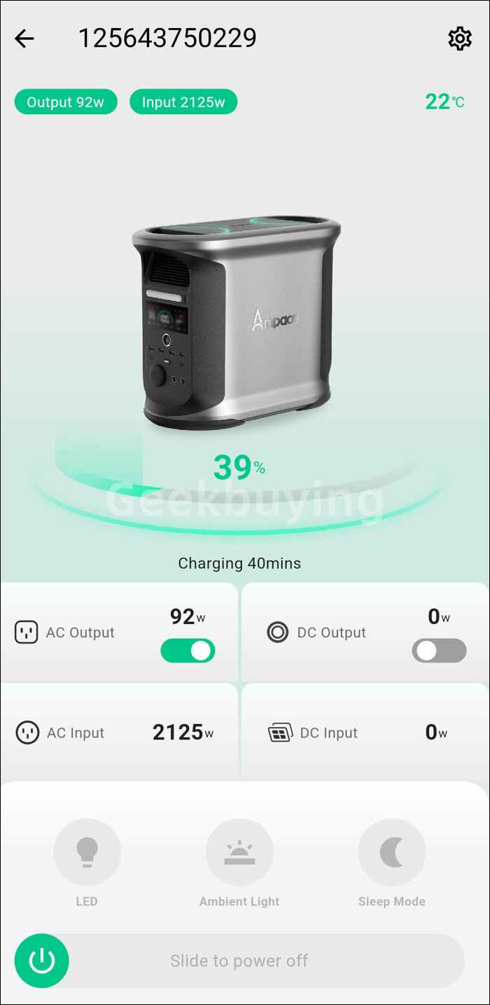 Ampace Andes 1500 hordozható erőmű 1462Wh + 1x SP200 200W összecsukható napelem