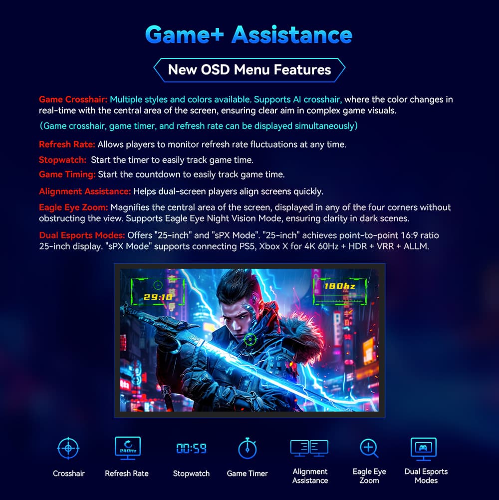 TITAN ARMY P27GR Moniteur de jeu, écran IPS rapide 27 pouces 2560*1440 16:9, taux de rafraîchissement de 200 Hz, 1 ms GTG, 99 % sRGB, HDR400, Adaptive-Sync, mode jeu, OD dynamique, affichage PBP et PIP, montage mural VESA