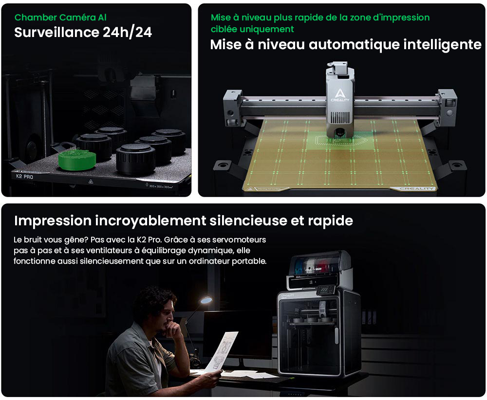 Imprimante 3D Creality K2 Pro Combo, système CFS, 300 x 300 x 300 mm