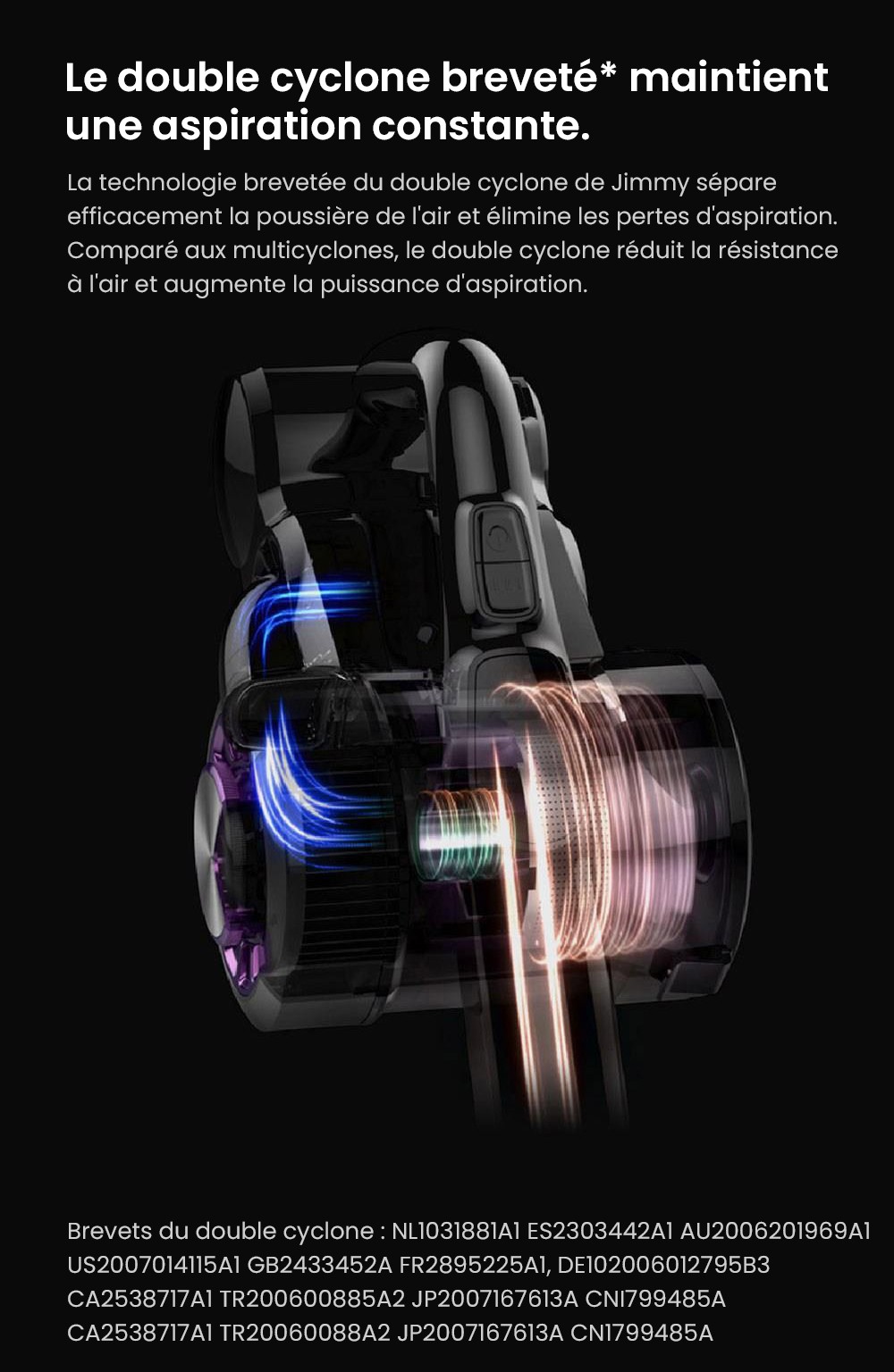 Aspirateur à main flexible sans fil JIMMY JV85 Pro avec aspiration puissante de 200 AW, moteur sans balais numérique de 550 W, autonomie de 70 minutes, bruit ultra-faible pour nettoyer les sols et les meubles par Xiaomi