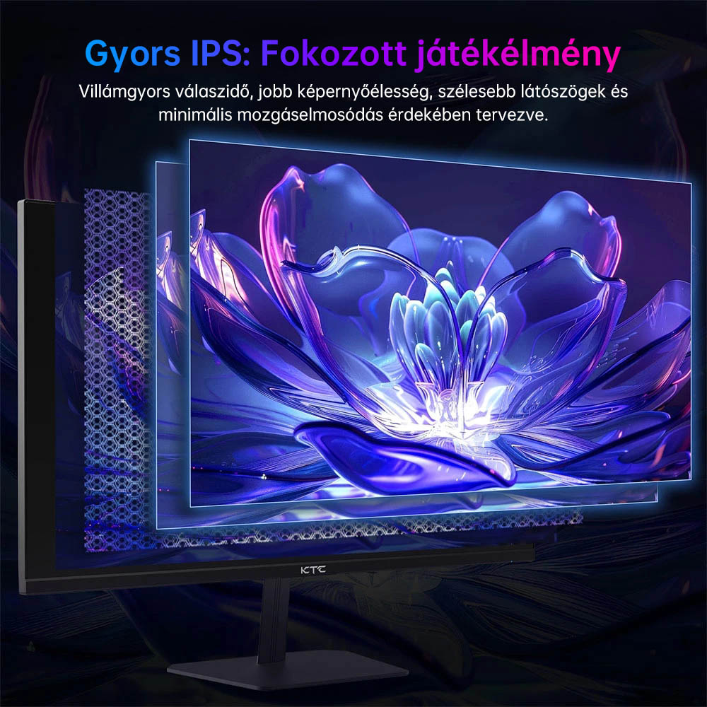 KTC H24F8 Játékmonitor, 23,8 hüvelykes 1920*1080 16:9 Gyors IPS Kijelző, 190Hz Frissítési Ráta, 1ms Válaszidő, HDR10, 135% sRGB, Adaptív Szinkronizáció, Dinamikus Műveletszinkronizáció, Game Assist, Alacsony Kék Fény Kibocsátás és Villogásmentes TF-C-vel