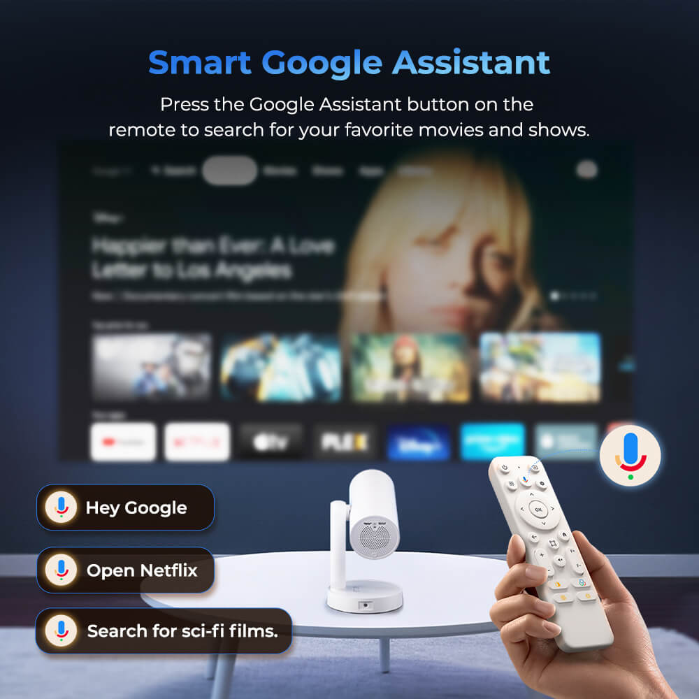 ETOE Starfish Plus Projector, Built-in Google TV, 140° Rotation, Native 1080p, 300 ANSI, 4K Decoding, WideVine L1, Touch Night Light, Automatic Keystone Correction & Auto Focus