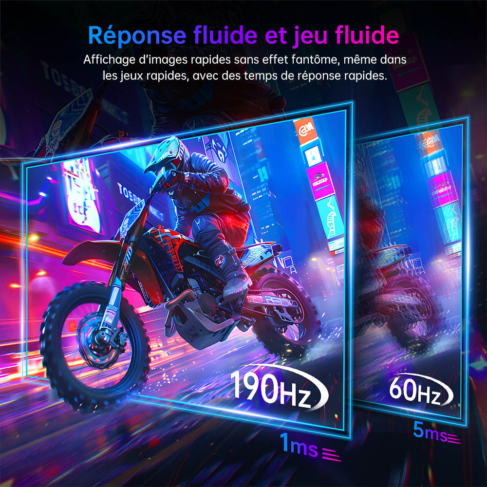 Moniteur de jeu KTC H24F8, écran IPS rapide 23,8 pouces 1920 x 1080 16:9, taux de rafraîchissement de 190 Hz, temps de réponse de 1 ms, HDR10, 135 % sRGB, synchronisation adaptative, synchronisation d'action dynamique, assistance au jeu, faible lumière bleue et sans scintillement