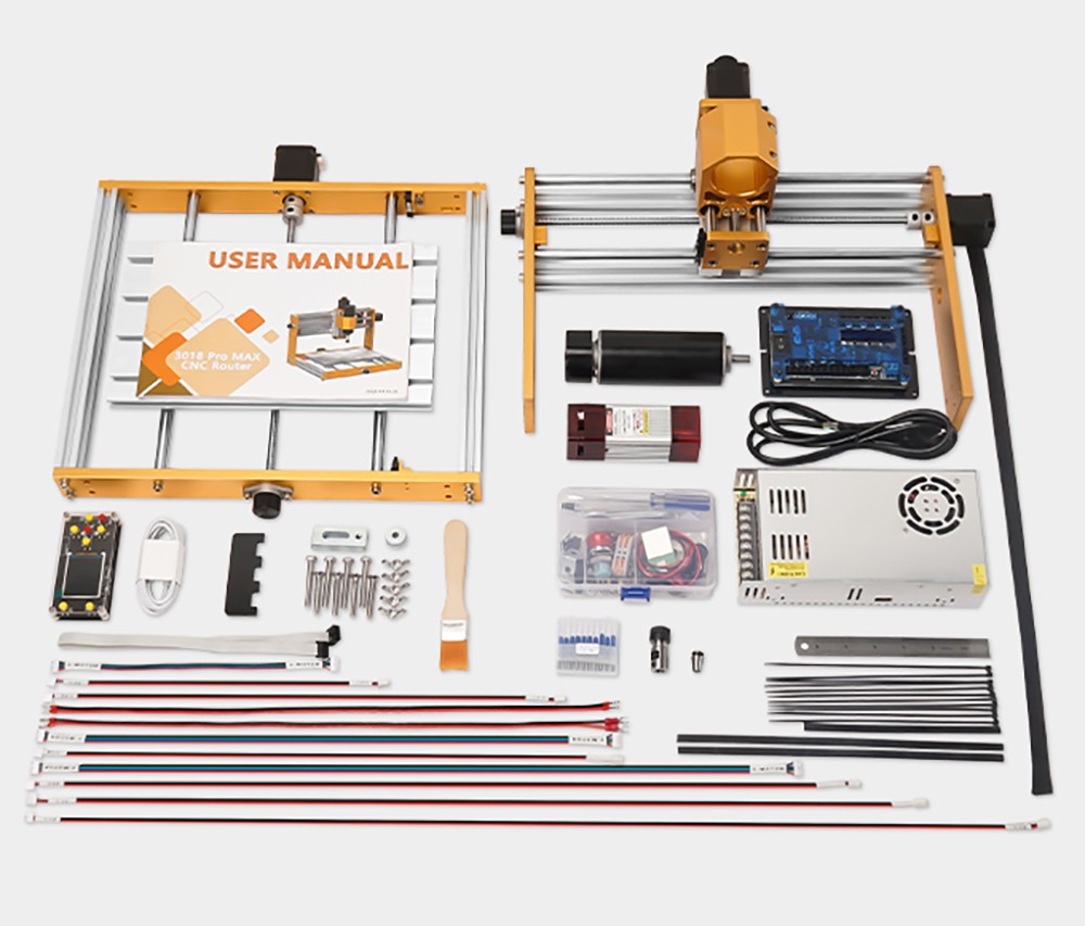 Annoytools 3018 Pro Max CNC Router Machine, 500W Spindle, 3 Axis Limit Switches, 0.1mm Precision, 2000mm/min Speed, 300x180x80mm Working Area, Emergency Stop & GRBL Offline Controller, Compatible with Wood/Acrylic/MDF/Plastic