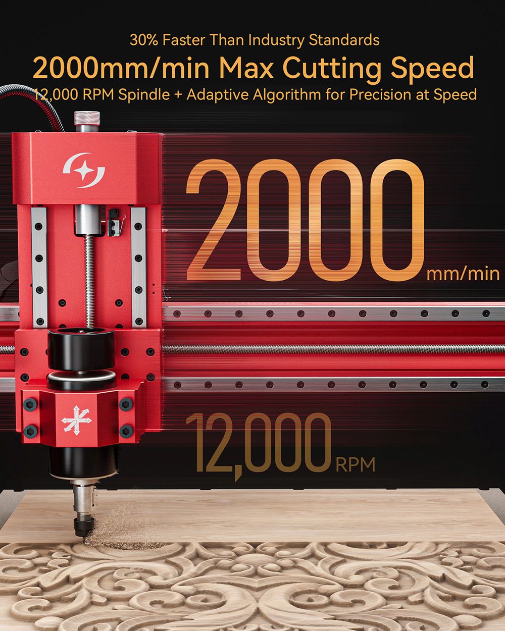 AtomStack C4 Pro CNC Router Machine, 200W Spindle, 4-Axis Intelligent Control, 0.01mm Precision, 2000mm/min Speed, 12000RPM, 420x420mm Working Area, Compatible with Metal/Wood/PCB