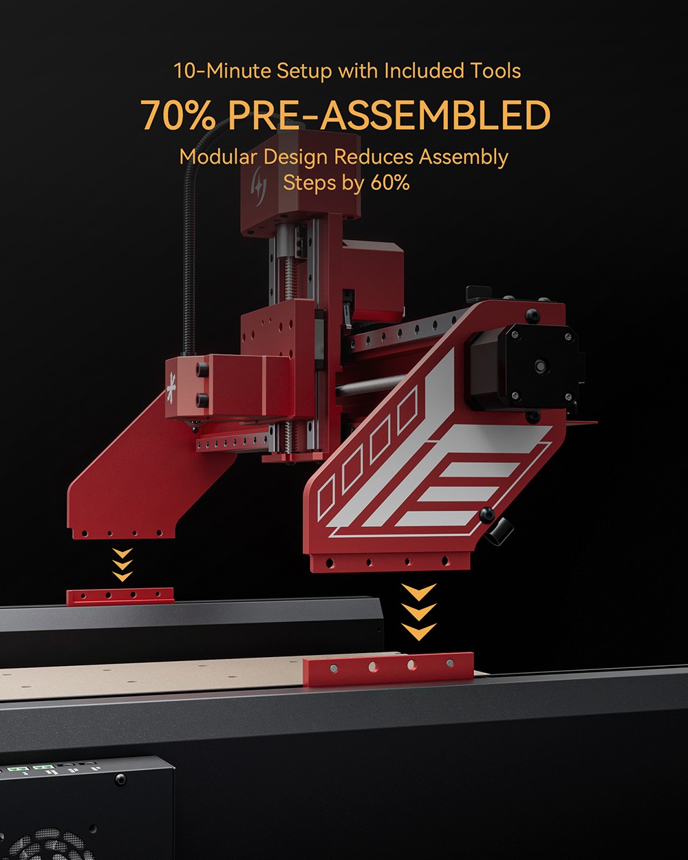 AtomStack C4 Pro CNC Router Machine, 200W Spindle, 4-Axis Intelligent Control, 0.01mm Precision, 2000mm/min Speed, 12000RPM, 420x420mm Working Area, Compatible with Metal/Wood/PCB