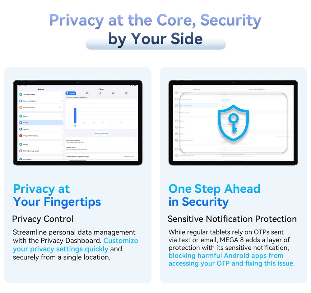 Tablette Blackview MEGA 8, écran IPS 13 pouces 90 Hz, processeur Unisoc Tiger T620 8 cœurs, RAM 12 Go + 24 Go, ROM 512 Go, Android 15, appareil photo 50 Mpx + 13 Mpx + 2 Mpx, batterie 11 000 mAh, charge rapide 18 W, Wi-Fi 5G, Bluetooth 5.0, GPS/Glonass/Beidou/Galileo