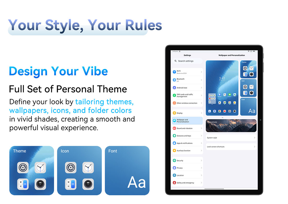 Tablette Blackview MEGA 8, écran IPS 13 pouces 90 Hz, processeur Unisoc Tiger T620 8 cœurs, RAM 12 Go + 24 Go, ROM 512 Go, Android 15, appareil photo 50 Mpx + 13 Mpx + 2 Mpx, batterie 11 000 mAh, charge rapide 18 W, Wi-Fi 5G, Bluetooth 5.0, GPS/Glonass/Beidou/Galileo