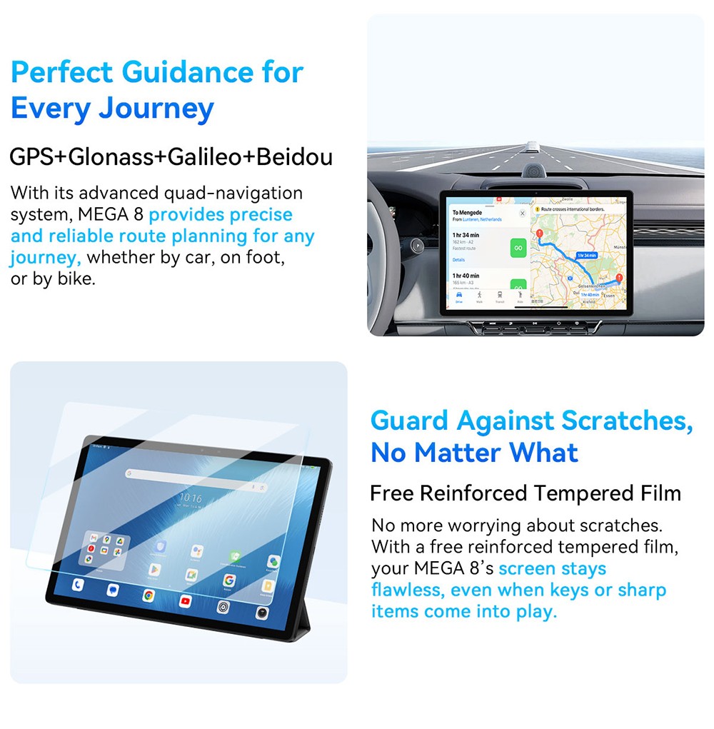Tablette Blackview MEGA 8, écran IPS 13 pouces 90 Hz, processeur Unisoc Tiger T620 8 cœurs, RAM 12 Go + 24 Go, ROM 512 Go, Android 15, appareil photo 50 Mpx + 13 Mpx + 2 Mpx, batterie 11 000 mAh, charge rapide 18 W, Wi-Fi 5G, Bluetooth 5.0, GPS/Glonass/Beidou/Galileo