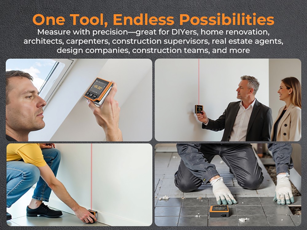 CIGMAN CD-80 Laser Tape Measure, 262ft/80m Measurement, 6 Units Switchable, 1000mAh Rechargeable Battery