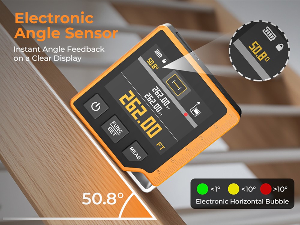 CIGMAN CD-80 Laser Tape Measure, 262ft/80m Measurement, 6 Units Switchable, 1000mAh Rechargeable Battery