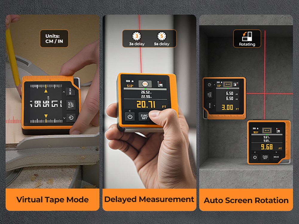 CIGMAN CD-80 Laser Tape Measure, 262ft/80m Measurement, 6 Units Switchable, 1000mAh Rechargeable Battery