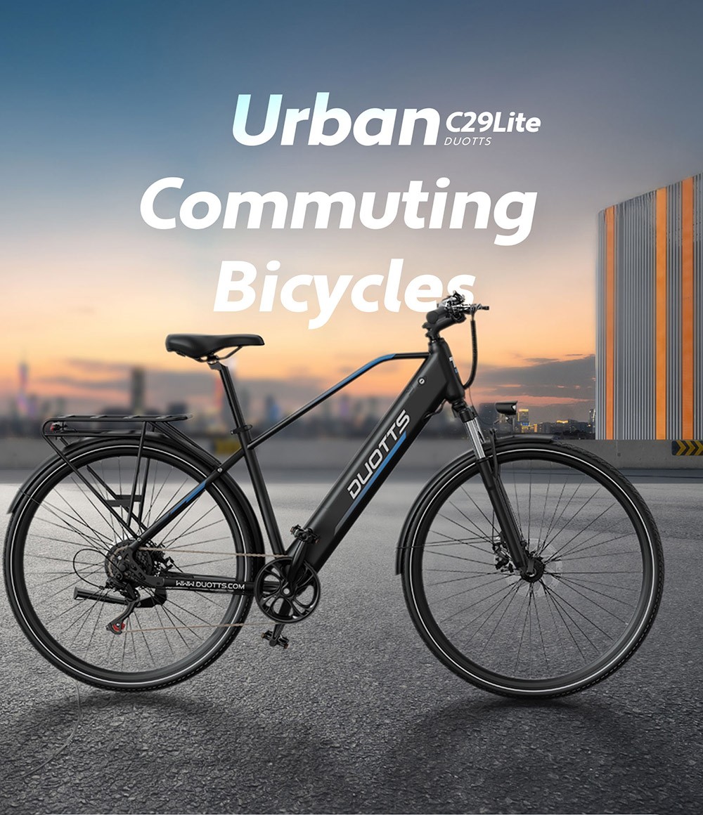 DUOTTS C29 Lite Electric Bike, 250W Motor, 36V 13Ah Battery, 27.5 inch Tires, 25kn/h Max Speed, 65km Range, Mechanical Disc Brakes, Front Suspension Fork, Shimano 7-speed