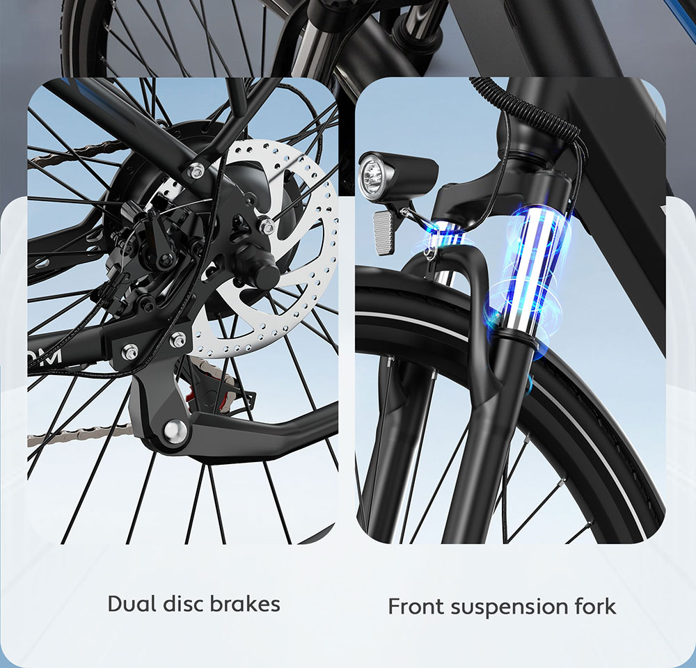 DUOTTS C29 Lite Electric Bike, 250W Motor, 36V 13Ah Battery, 27.5 inch Tires, 25kn/h Max Speed, 65km Range, Mechanical Disc Brakes, Front Suspension Fork, Shimano 7-speed
