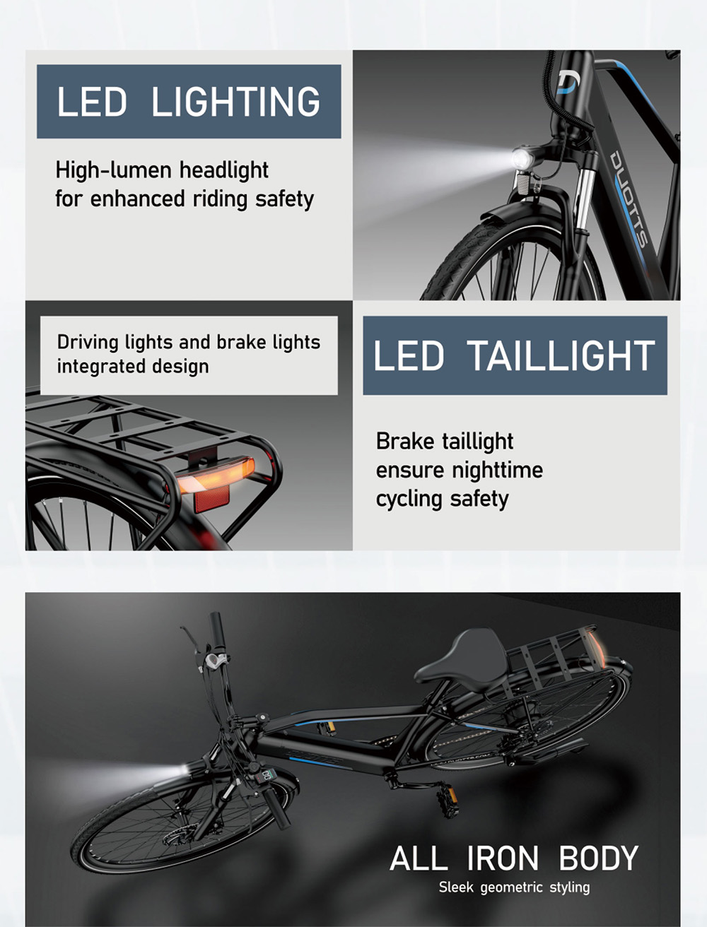 DUOTTS C29 Lite Electric Bike, 250W Motor, 36V 13Ah Battery, 27.5 inch Tires, 25kn/h Max Speed, 65km Range, Mechanical Disc Brakes, Front Suspension Fork, Shimano 7-speed