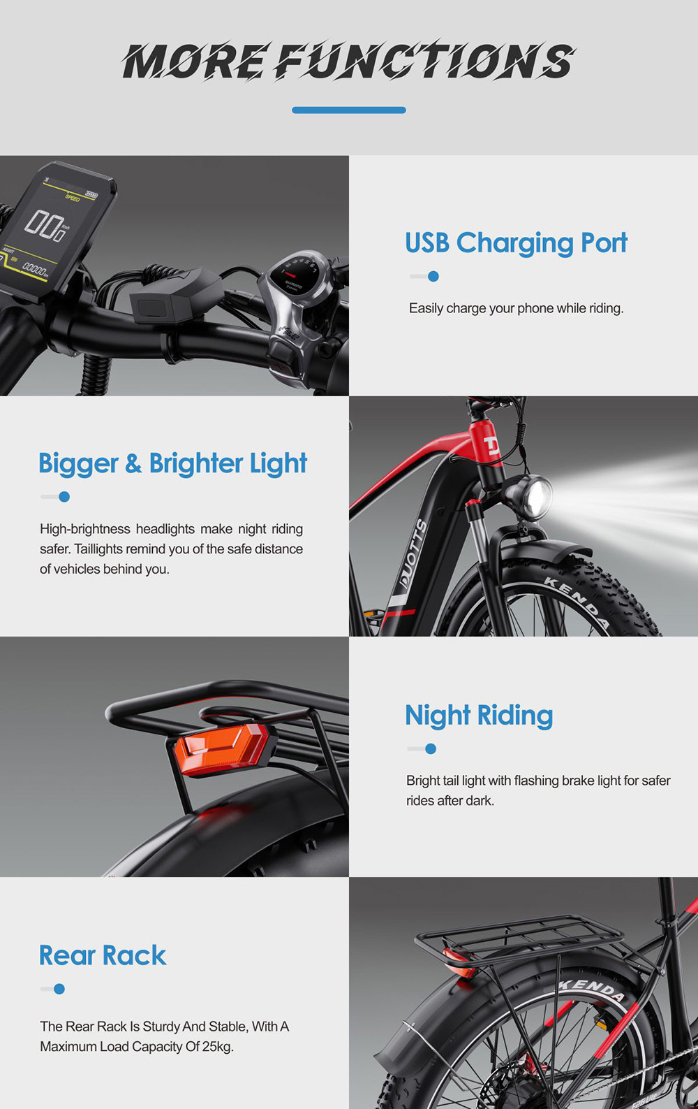 DUOTTS F26 Lite Electric Bike, 500W Motor, 48V 18Ah Battery, 26*4.0 inch Tires, 50km/h Max Speed, 90km Range, Hydraulic Disc Brake, Front Fork Hydraulic Suspension, Shimano 7-speed, APP Control - Black Red