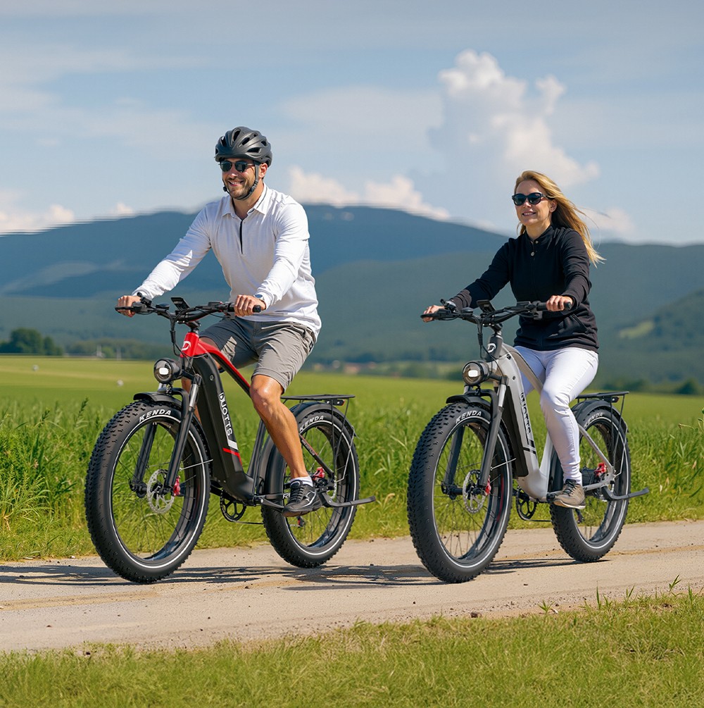 DUOTTS F26 Lite Electric Bike, 500W Motor, 48V 18Ah Battery, 26*4.0 inch Tires, 50km/h Max Speed, 90km Range, Hydraulic Disc Brake, Front Fork Hydraulic Suspension, Shimano 7-speed, APP Control - Silver White