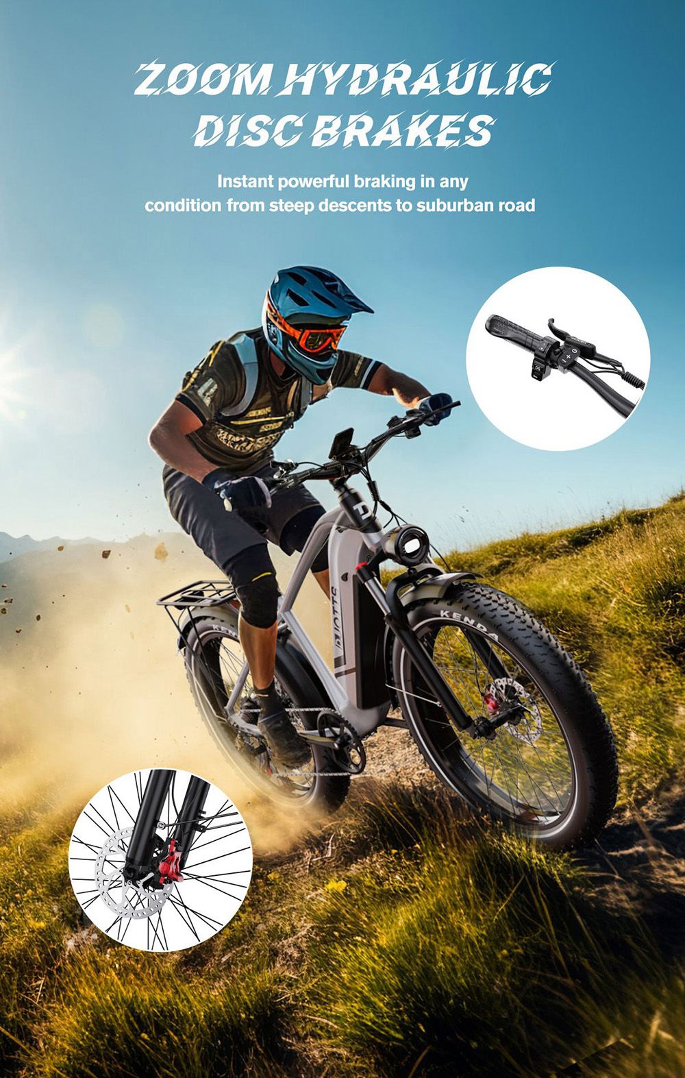 DUOTTS F26 Lite Electric Bike, 500W Motor, 48V 18Ah Battery, 26*4.0 inch Tires, 50km/h Max Speed, 90km Range, Hydraulic Disc Brake, Front Fork Hydraulic Suspension, Shimano 7-speed, APP Control - Silver White