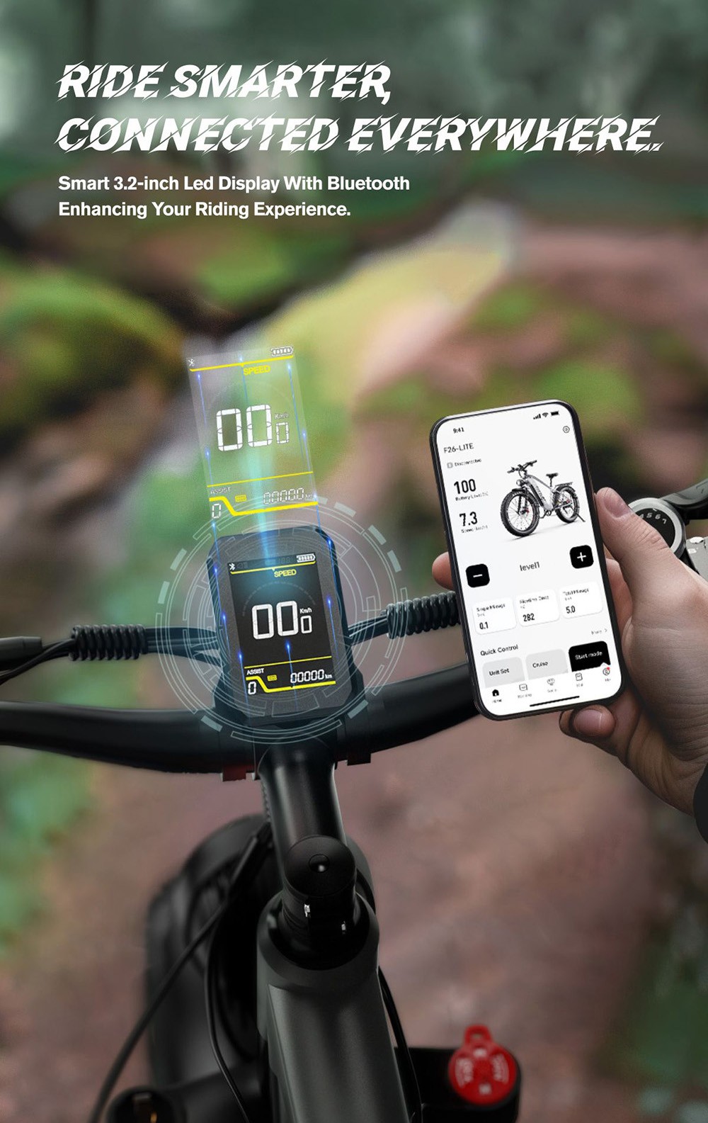 DUOTTS F26 Lite Electric Bike, 500W Motor, 48V 18Ah Battery, 26*4.0 inch Tires, 50km/h Max Speed, 90km Range, Hydraulic Disc Brake, Front Fork Hydraulic Suspension, Shimano 7-speed, APP Control - Silver White