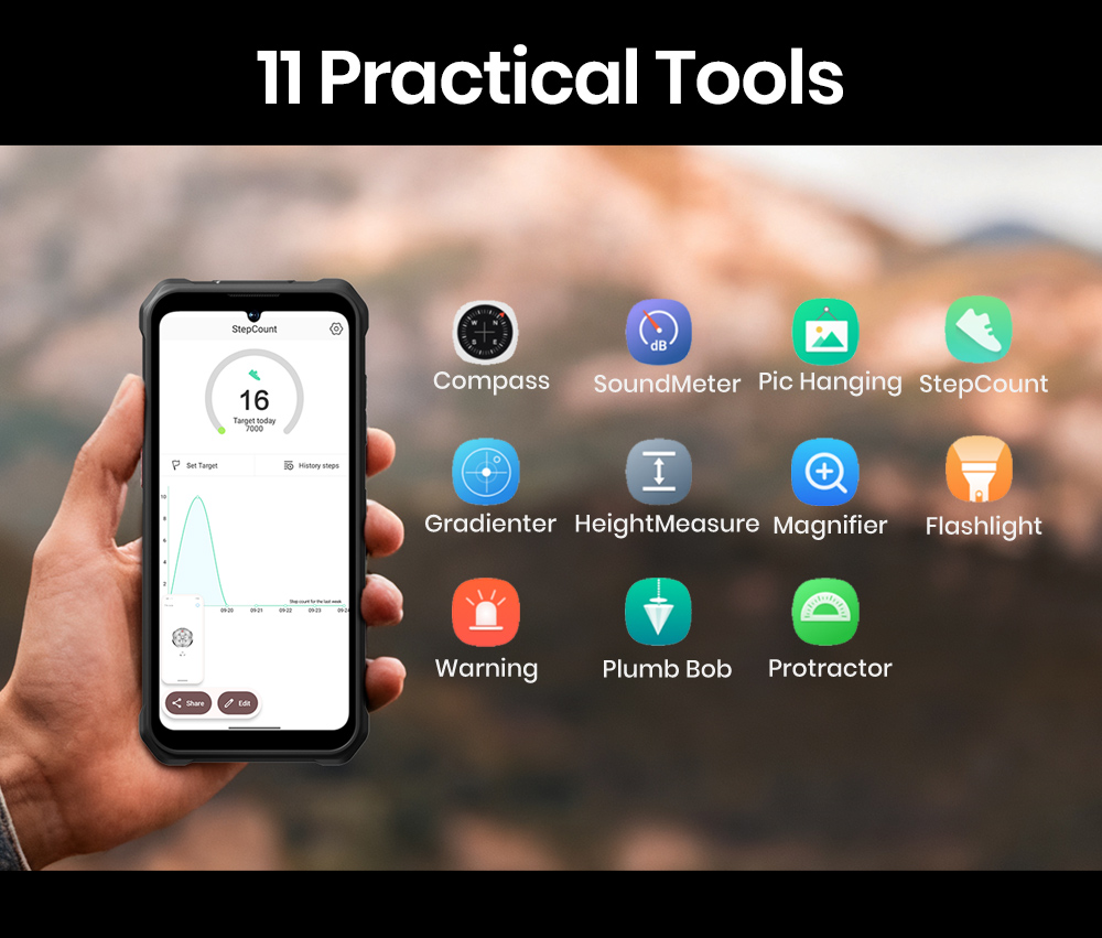 FOSSiBOT F110 Pro 5G Rugged Smartphone, 20GB RAM + 128GB ROM, 6.745-inch HD+ Display, 10000mAh Battery, 50MP AI Camera, NFC & Fingerprint & Face Unlock - Black