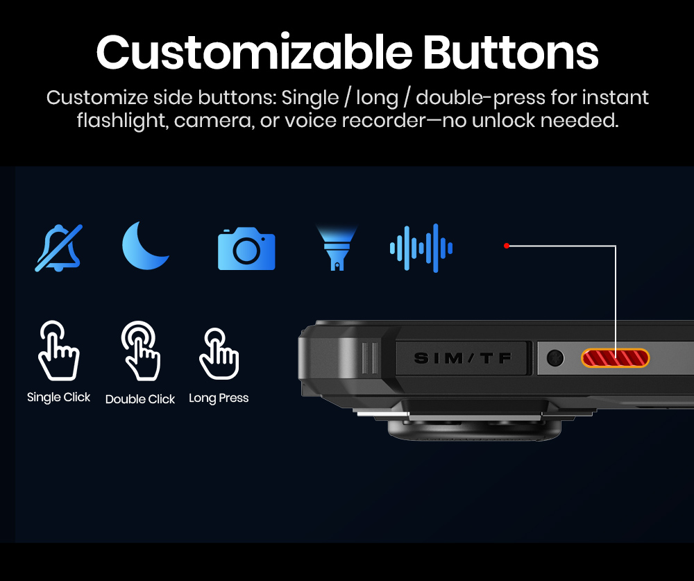 FOSSiBOT F110 Pro 5G Rugged Smartphone, 20GB RAM + 128GB ROM, 6.745-inch HD+ Display, 10000mAh Battery, 50MP AI Camera, NFC & Fingerprint & Face Unlock - Black