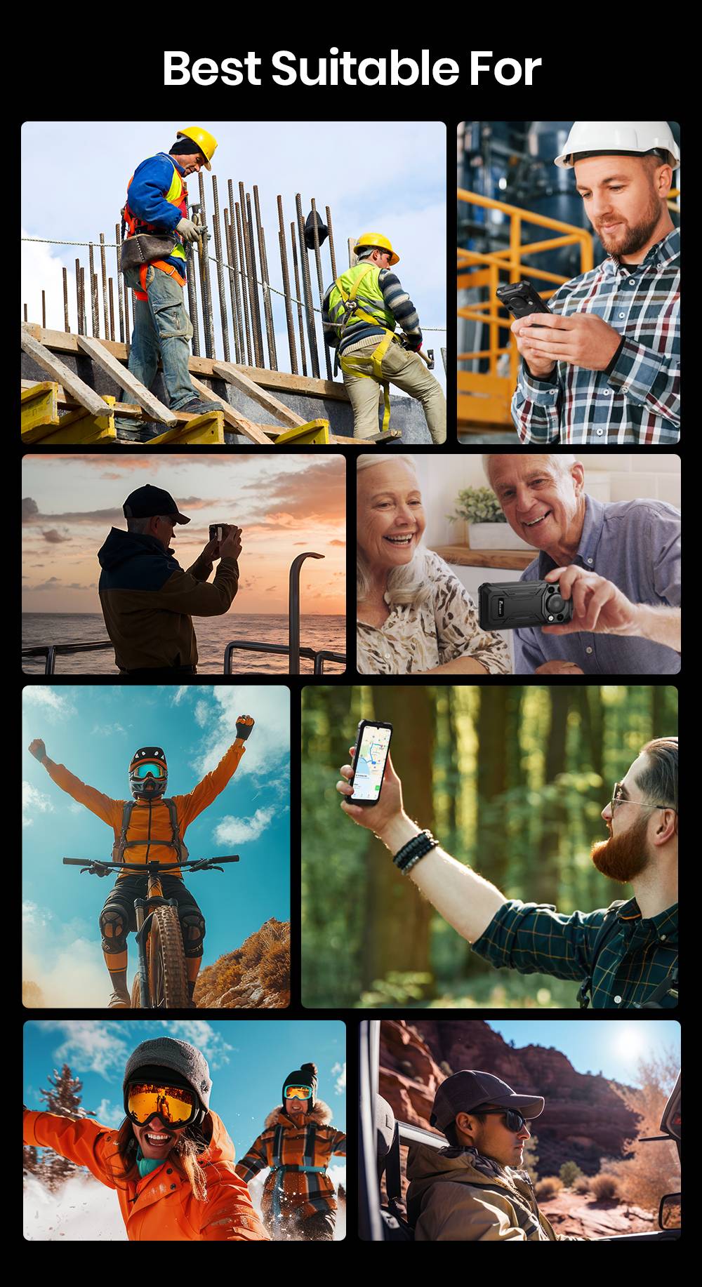 FOSSiBOT F110 Pro 5G Rugged Smartphone, 20GB RAM + 128GB ROM, 6.745-inch HD+ Display, 10000mAh Battery, 50MP AI Camera, NFC & Fingerprint & Face Unlock - Black