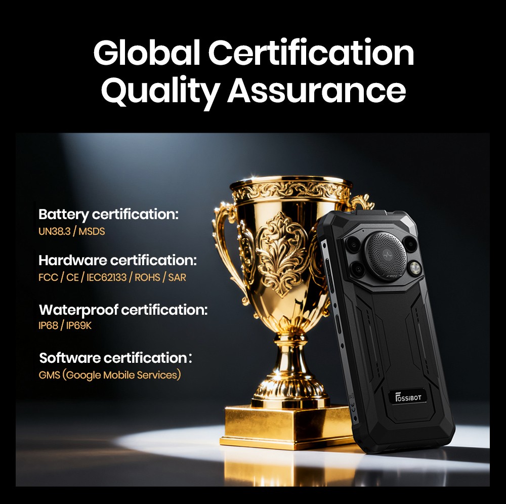 FOSSiBOT F110 Pro 5G Rugged Smartphone, 20GB RAM + 128GB ROM, 6.745-inch HD+ Display, 10000mAh Battery, 50MP AI Camera, NFC & Fingerprint & Face Unlock - Black
