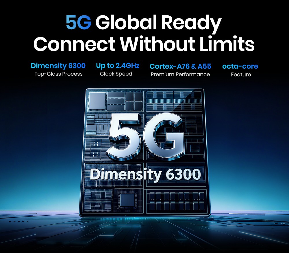 FOSSiBOT F110 Pro 5G Rugged Smartphone, 20GB RAM + 128GB ROM, 6.745-inch HD+ Display, 10000mAh Battery, 50MP AI Camera, NFC & Fingerprint & Face Unlock - Black