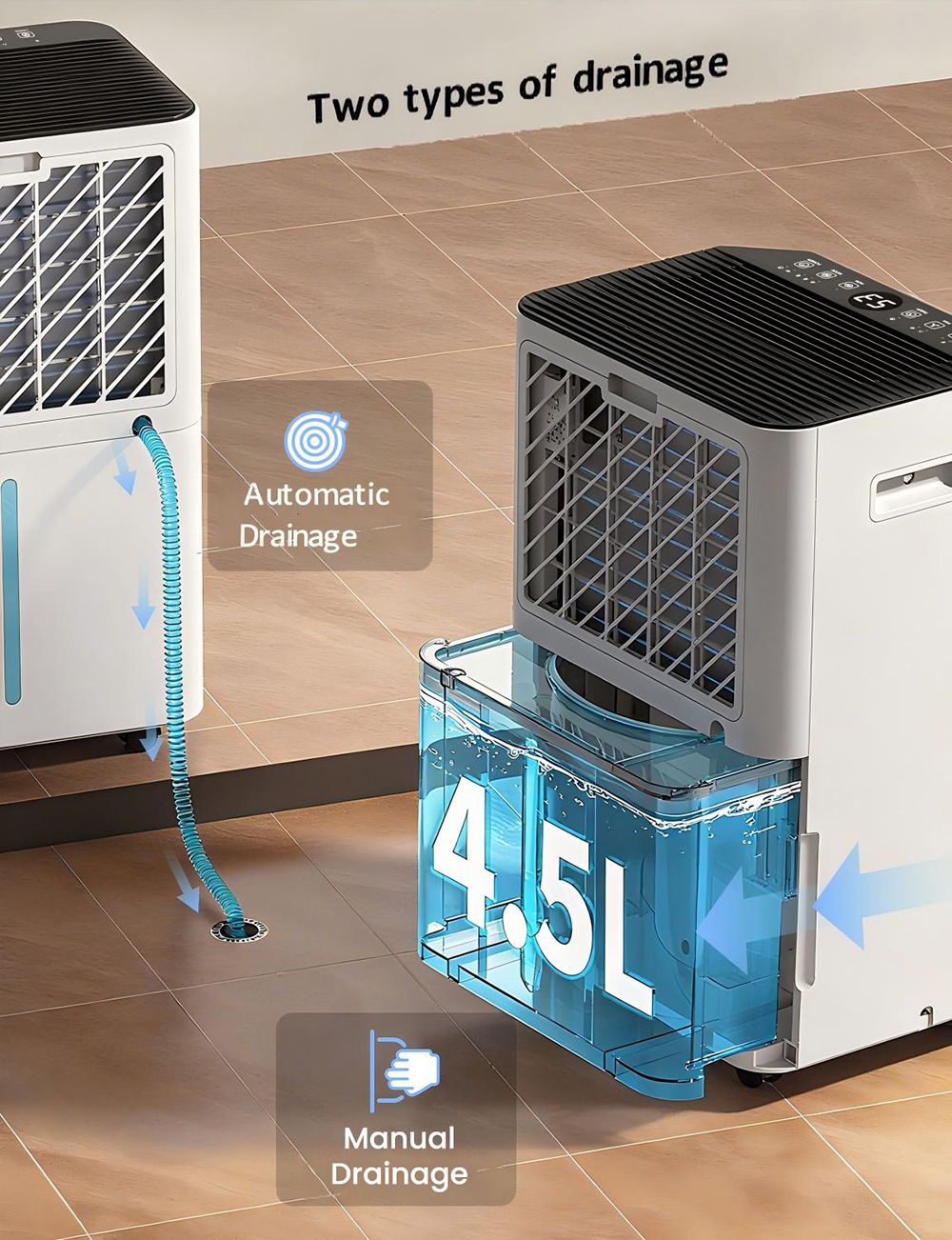 HUMILABS OL20-BD068CF Portable Dehumidifier, 20L Dehumidifier Capacity, Removable Filter, 4.5L Tank & Drain Hose, 3 Modes, 24-Hour Timer, Wi-Fi & App Control