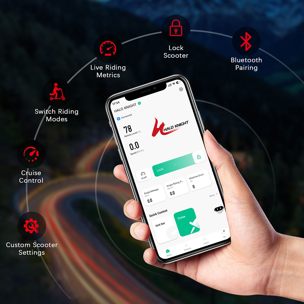 Trottinette électrique Halo Knight T107 Pro (version 2025), moteur 3000 W x 2, batterie 60 V 38,4 Ah, pneus 11 pouces, vitesse maximale 95 km/h, autonomie 80 km, doubles freins hydrauliques, suspension avant hydraulique et suspension arrière à ressorts